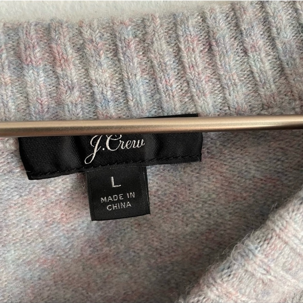 J. Crew Heather Gray Sweater with Tortoise Shell Button Accents - Picture 5 of 5